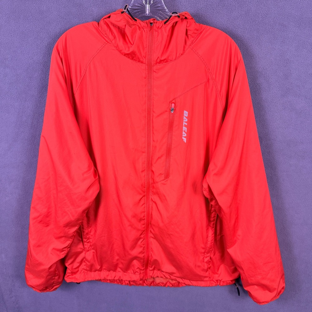 Baleaf Windbreaker Jacket Mens Large Red Full Zip Athletic Running Cycling